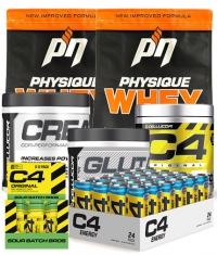 PROMO STACK C4 Original + Cor Performance Creatine + 2 Physique Whey Proteins + 12 C4 Pre-Workout Shots + 24 C4 Explosive Energy Drinks