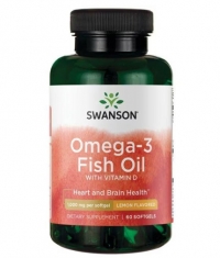 SWANSON Omega-3 Fish Oil with Vitamin D - Lemon Flavored 1000 mg / 60 Sotfgels