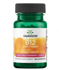 SWANSON Vitamin B12 with Folate - Sugar-Free Strawberry 1680 mcg / 60 Lozenges